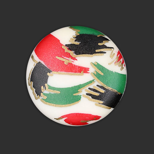 19757 Sullivans 18mm Round Plastic Shank Buttons With Red/black/green Paint Strokes - White - 22 In A Tube