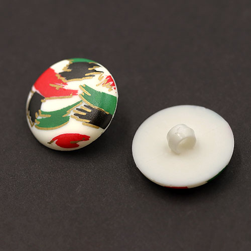 19757 Sullivans 18mm Round Plastic Shank Buttons With Red/black/green Paint Strokes - White - 22 In A Tube