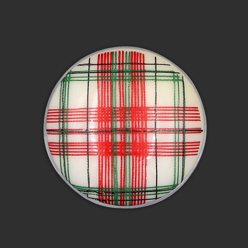 19766 Sullivans 13mm Round Plastic Shank Buttons With Red & Green Tartan - White - 28 In A Tube