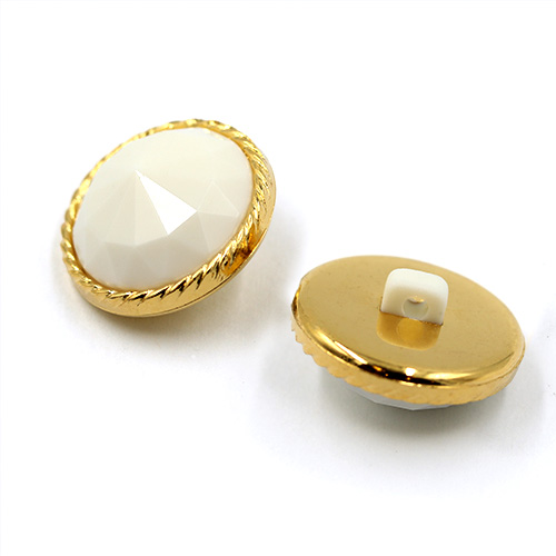 19817 Sullivans 18mm Round Plastic Shank Buttons With Gold Border - White - 22 In A Tube 
