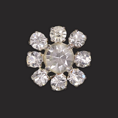 19834 Sullivans 13mm Diamonte Round Shank Button - Cluster Style - Silver - 8 In A Tube