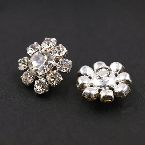 19834 Sullivans 13mm Diamonte Round Shank Button - Cluster Style - Silver - 8 In A Tube