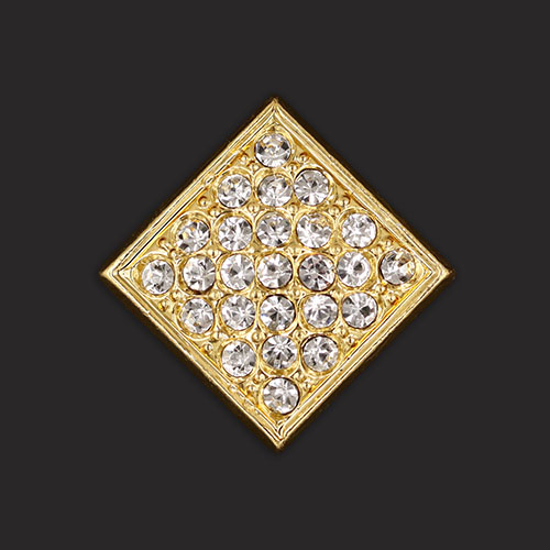 19838 Sullivans 15mm Diamonte Square Shank Button - Gold - 8 In A Tube