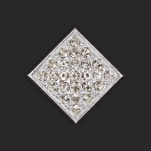 19839 Sullivans 15mm Diamonte Square Shank Button - Silver - 8 In A Tube