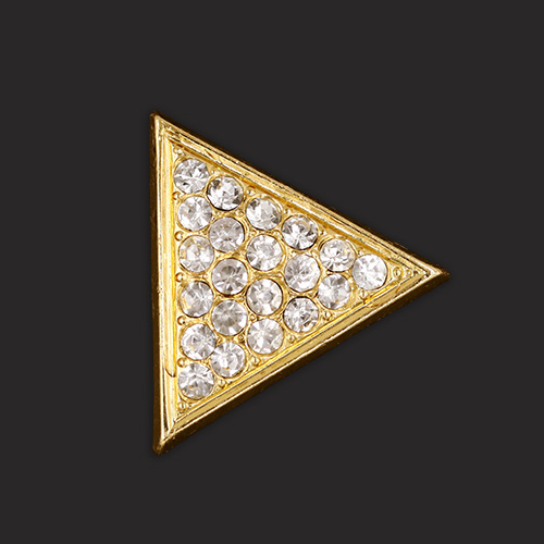 19842 Sullivans 22mm Diamonte Triangle Shank Button - Gold - 9 In A Tube
