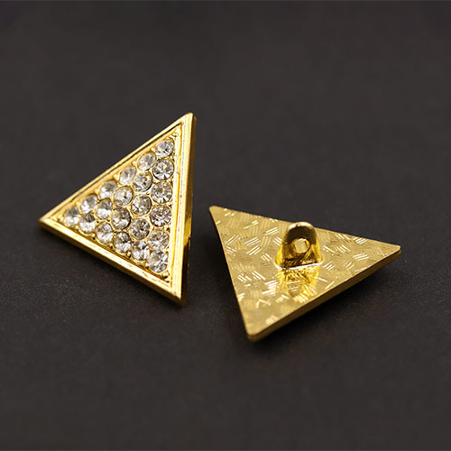 19842 Sullivans 22mm Diamonte Triangle Shank Button - Gold - 9 In A Tube