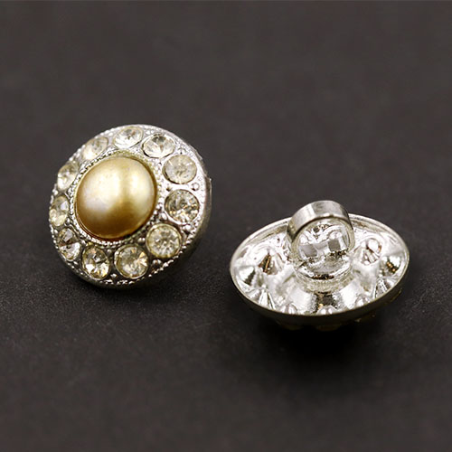 19846 Sullivans 12mm Pearl Encased By Diamonte Round Shank Button - Silver - 7 In A Tube