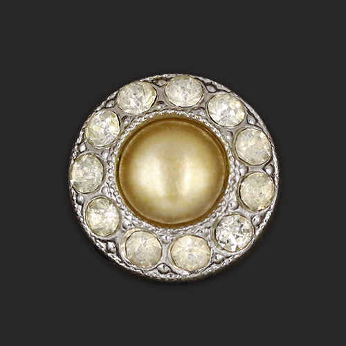 19848 Sullivans 12mm Pearl Encased By Diamonte Round Shank Button - Silver - Bag Of 100