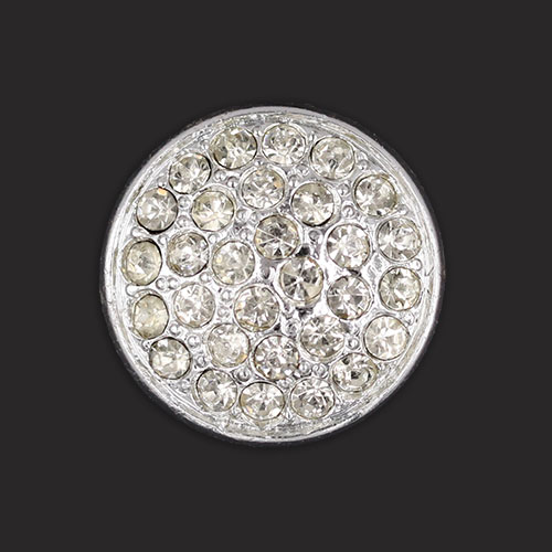 19850 Sullivans 15mm Round Diamonte Shank Button - Silver - 8 In A Tube