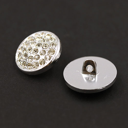 19850 Sullivans 15mm Round Diamonte Shank Button - Silver - 8 In A Tube