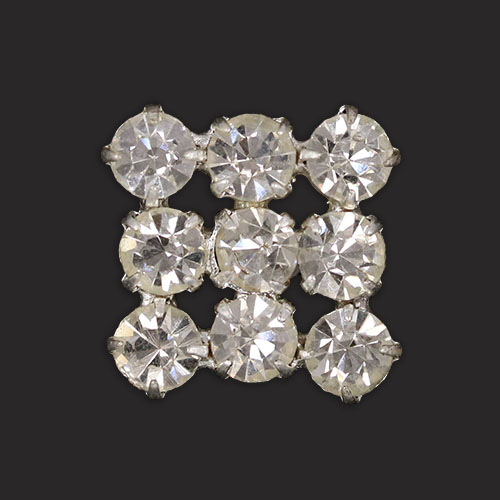 19862 Sullivans 13mm Diamonte Square Shank Button - Silver - Bag Of 100    
