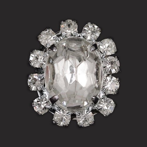 19865 Sullivans 15mm Diamonte Round Shank Button - Cluster Style - Silver - 6 In A Tube