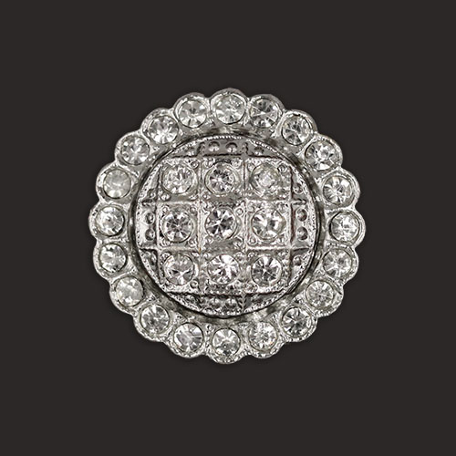 19900 Sullivans 17mm Round Diamonte Shank Button - Silver - 7 In A Tube