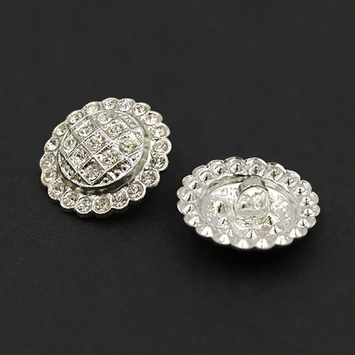 19900 Sullivans 17mm Round Diamonte Shank Button - Silver - 7 In A Tube