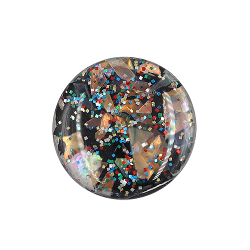20016 Sullivans 12mm Round Plastic Shank Button - Black With Multi-coloured Sparkles - 110 In A Tube