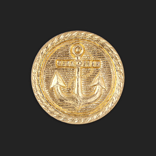 20037 Sullivans 21mm Round Metal Shank Button With Anchor - Gold - 21 In A Tube 