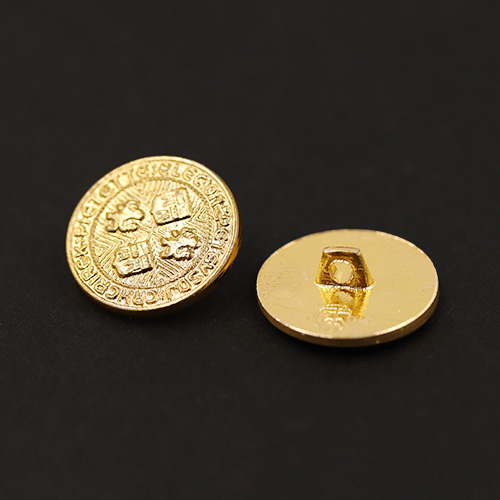20133 Sullivans 15mm Round Metal Shank Button With Emblems - Gold - 31 In A Tube 