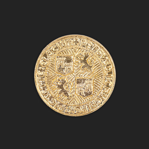 20135 Sullivans 19mm Round Metal Shank Button With Lettered Border - Gold - 28 In A Tube 