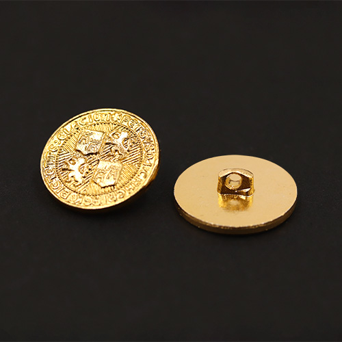 20135 Sullivans 19mm Round Metal Shank Button With Lettered Border - Gold - 28 In A Tube 