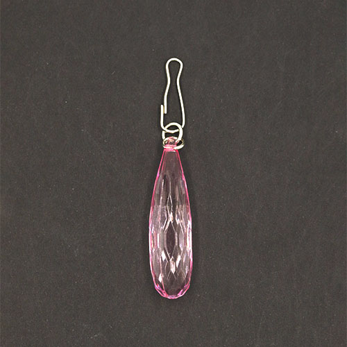 20261 Sullivans 38mm Crystal Zipper Pull - Pink Teardrop - 1 Pc