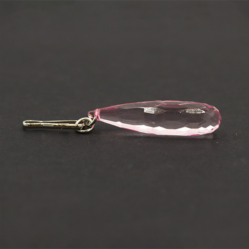 20261 Sullivans 38mm Crystal Zipper Pull - Pink Teardrop - 1 Pc