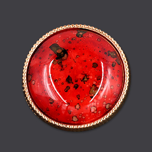 20274 Sullivans 38mm One Terrific Shank Button -round Red Marble Gold Edge - 1 Pc