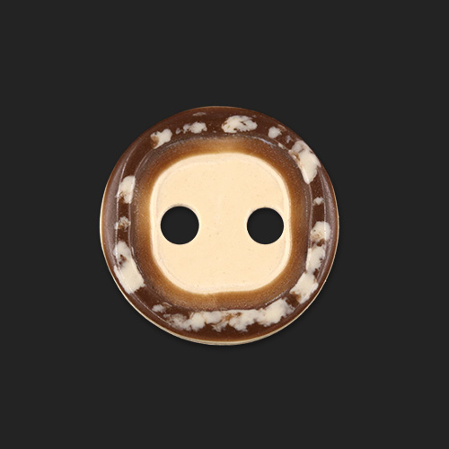 20480 Sullivans 12mm Rounded Edge Square Plastic Button - Cream With Brown Border - 33 In A Tube