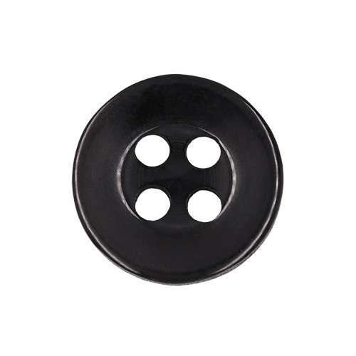 20560 Sullivans 12mm Round Plastic Button With Four Holes - Black - 75 In A Tube