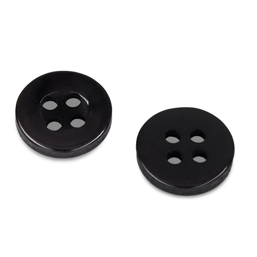 20560 Sullivans 12mm Round Plastic Button With Four Holes - Black - 75 In A Tube