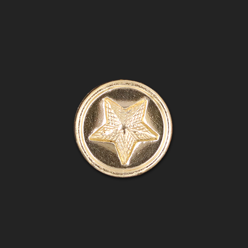 20593 Sullivans 10mm Round Plastic Shank Button With Raised Star - Gold - 35 In A Tube 