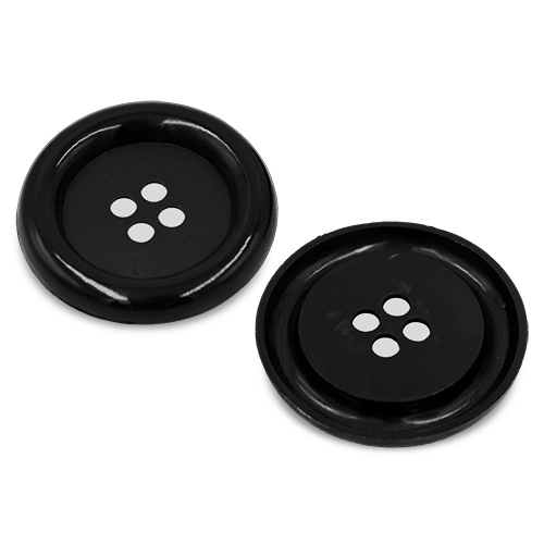 20602 Sullivans Buttons Card - 63mm Round Button With Four Holes - Black - 1pc