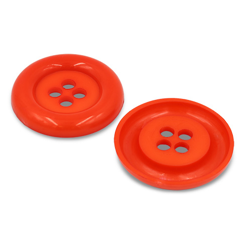 20603 Sullivans 49mm Round Plastic Button With Four Holes - Orange - 15 In A Tube 