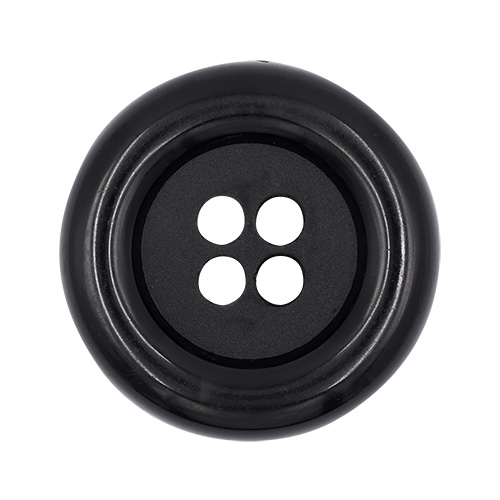 20604 Sullivans 49mm Round Plastic Button With Four Holes - Black - 15 In A Tube 