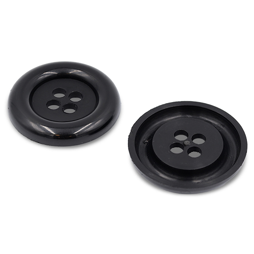 20604 Sullivans 49mm Round Plastic Button With Four Holes - Black - 15 In A Tube 