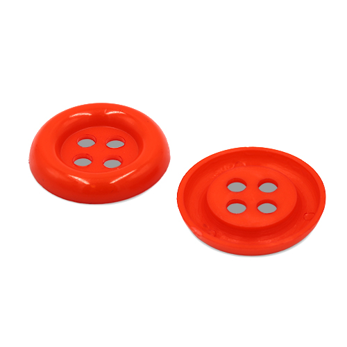 20605 Sullivans 38mm Round Plastic Button With Four Holes - Orange - 25 In A Tube 