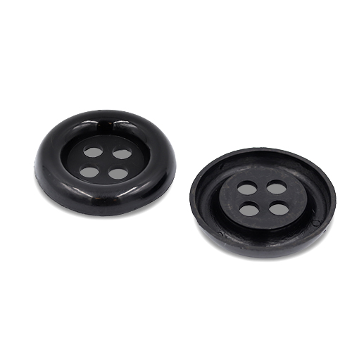 20606 Sullivans 38mm Round Plastic Button With Four Holes - Black - 25 In A Tube 