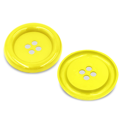 20615 Sullivans Buttons Card - 63mm Round Button With Four Holes - Yellow - 1pc