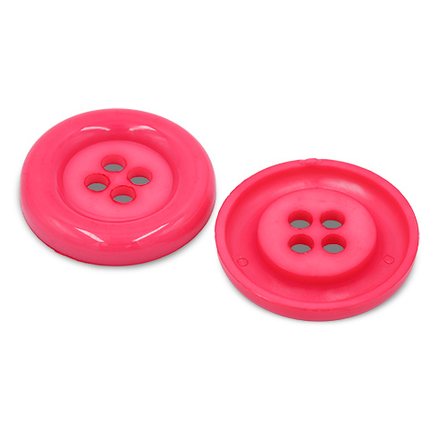 20618 Sullivans 49mm Round Plastic Button With Four Holes - Hot Pink - 15 In A Tube 