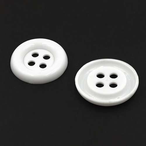 20629 Sullivans 38mm Round Plastic Button With Four Holes - White - 25 In A Tube 