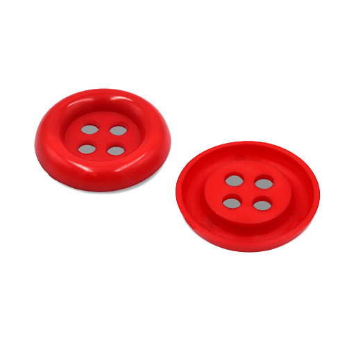 20643 Sullivans 30mm Round Plastic Button With Four Holes - Red - 30 In A Tube 