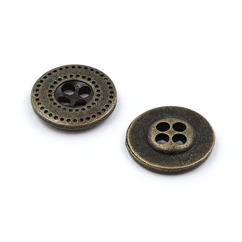 20647 Sullivans Buttons Card - 15mm Bronze Metal Buttons With Four Holes - 3pcs