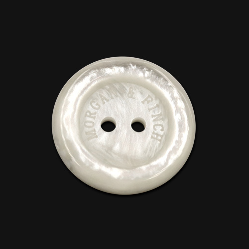 20662 Sullivans 20mm Round Plastic Button Inscribed Morgam & Finch - Frosted White - 30 In A Tube