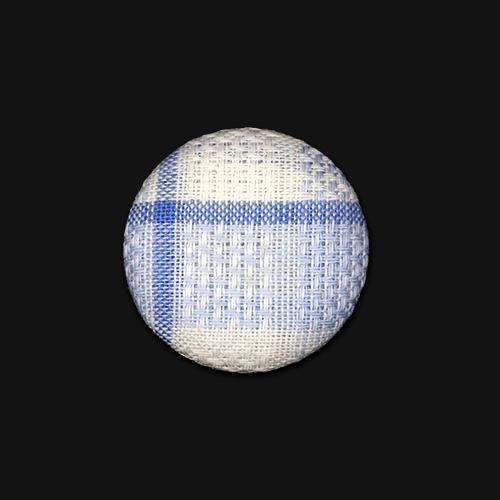 20669 Sullivans 25mm Round Covered Shank Button With Blue & White Check Pattern - 15 In A Tube