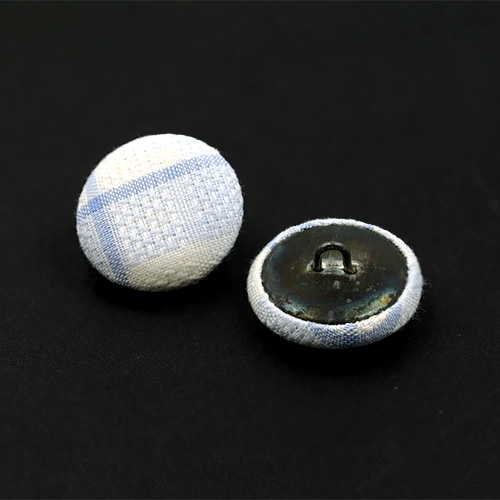 20669 Sullivans 25mm Round Covered Shank Button With Blue & White Check Pattern - 15 In A Tube