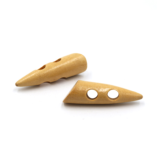 20674 Sullivans 40mm Wooden Toogle Button With Two Holes With Point - Light Wood - 16 In A Tube