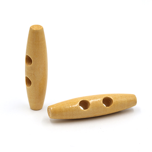 20677 Sullivans 60mm Wooden Toogle Button With Two Holes With Two Holes - Light Wood - 9 In A Tube