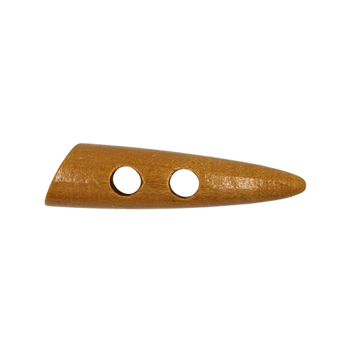 20687 Sullivans 60mm Wooden Toogle Button With Two Holes With Point - Tan Wood - 9 In A Tube