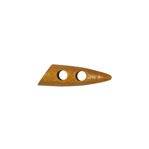 20688 Sullivans 40mm Wooden Toogle Button With Two Holes With Point - Tan Wood - 16 In A Tube