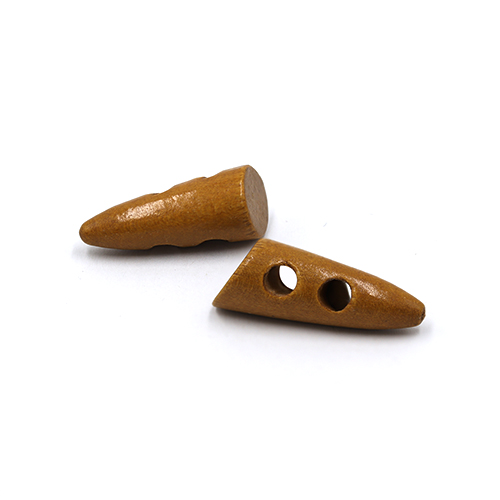 20689 Sullivans 30mm Wooden Toogle Button With Two Holes With Point - Tan Wood - 20 In A Tube