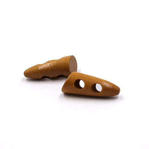 20690 Sullivans 25mm Wooden Toogle Button With Two Holes With Point - Tan Wood - 24 In A Tube